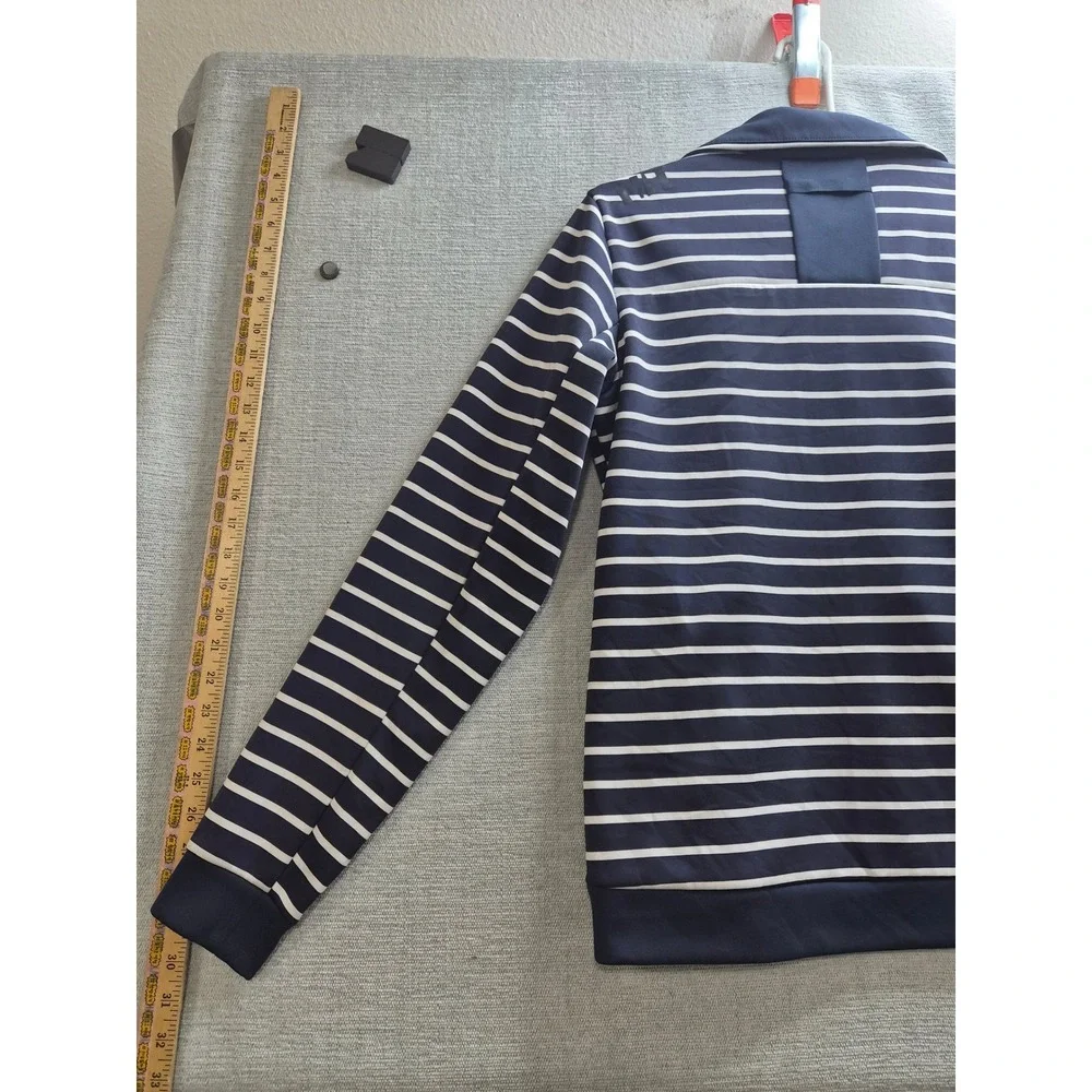 Helly Hansen Jacket Womens Large Blue White Striped Collared No Zip Casual